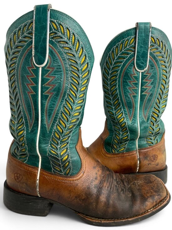 Ariat Shoes - Ariat Quickdraw VentTEK Turquoise Leather Distressed Western Boots Women's 9 B
